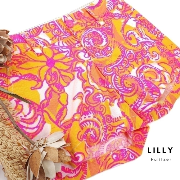 New Lilly Pulitzer Pink Orange Callahan Short Sz 0 - Picture 1 of 12